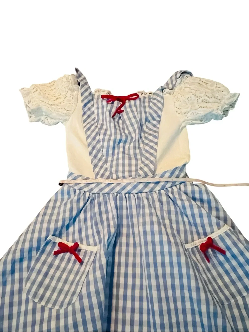 Blue Gingham The Wizard of Oz Forothy Costume Dress with Lace Trim Size XS